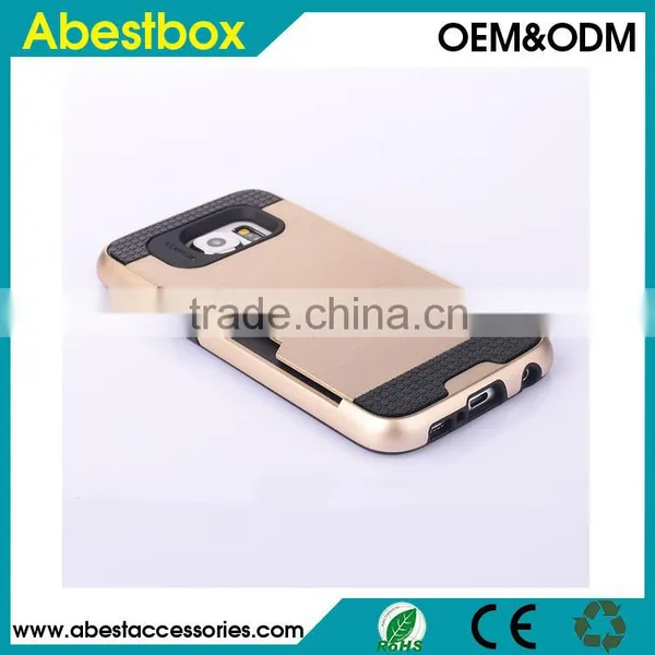 Brushed TPU+PC Combo Cover Cases With Card Slot for Samsung Galaxy S6 G9200,Mobile Phone Hard Case for S6 photo-6