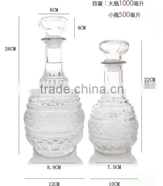 Embossed Europe Glass Vodka Bottle With Glass Lid photo-3