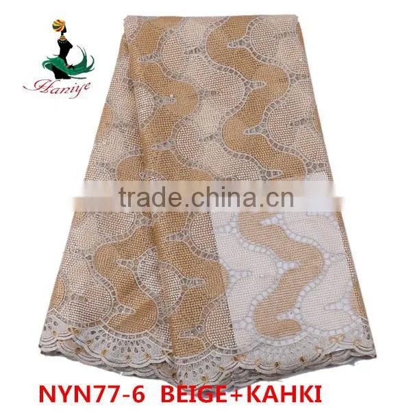 Haniye 2016 Wholesale Embroidered Tulle Lace Fabric for Wedding African French Net Lace Fabric/NYN77 photo-5