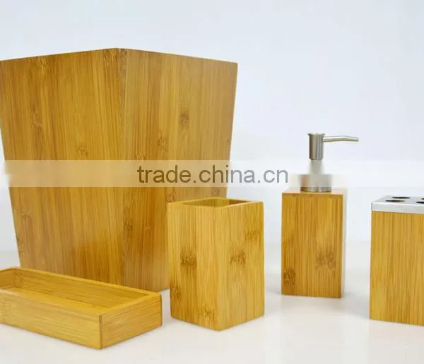 Classics Bamboo Bath and Vanity Set, 5 PCS Bamboo Bath Accessory Set With Hot Selling photo-2
