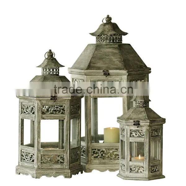Decorative Wood Lantern European Style Antique Finish Set of 3 Indoor/outdoor photo-2