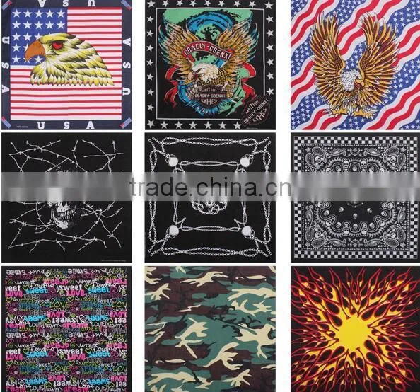 100% Cotton 55x55cm Double Side Printing Ghost Head Printing Bandana photo-3