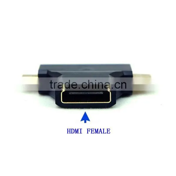 3 in 1 Micro HDMI Male & Mini HDMI Male to HDMI 1.4 Female 90 Degree COMBO Adapter HDMI Male Connector photo-2
