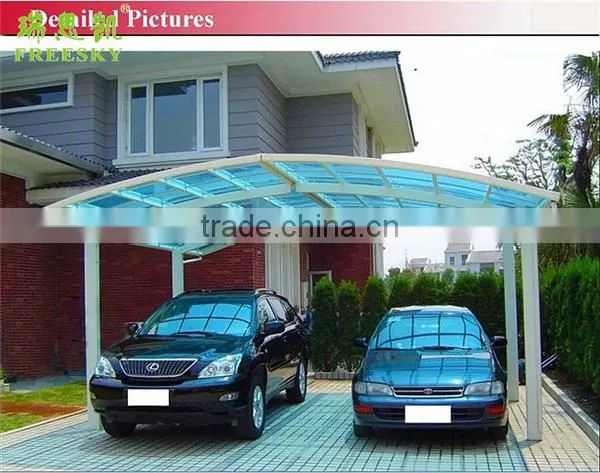 Aluminum Carport Parking Shed Metal Car Canopy With Polycarbonate Arched Roof photo-6