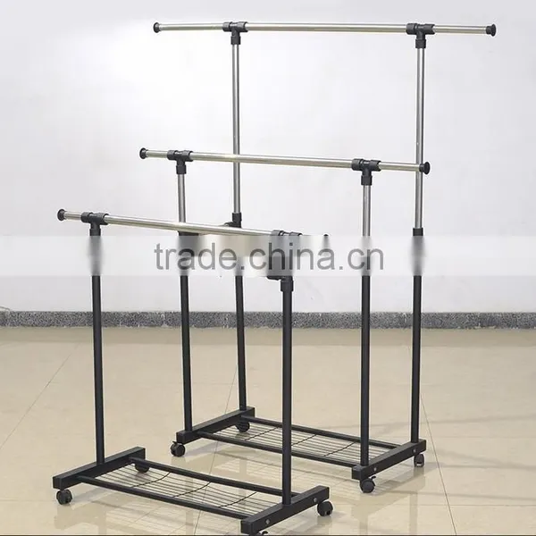Vivinature Metal Double Pole Clothes Hanger Dryer With Wheels Drying Rack photo-2