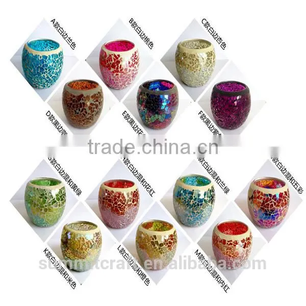 Modern Mini Colourful Glass Mosaic Candle Jar photo-3