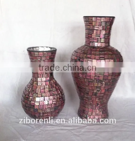 Color Mosaic Modern Flower Vase Tall Glass photo-3