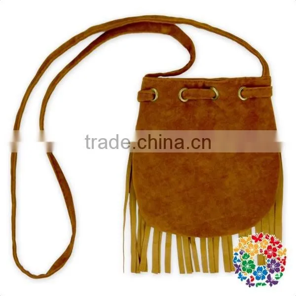 Cheap Vintage Fancy Design Coffee Suede Tassel Baby Kids Change Purse photo-2