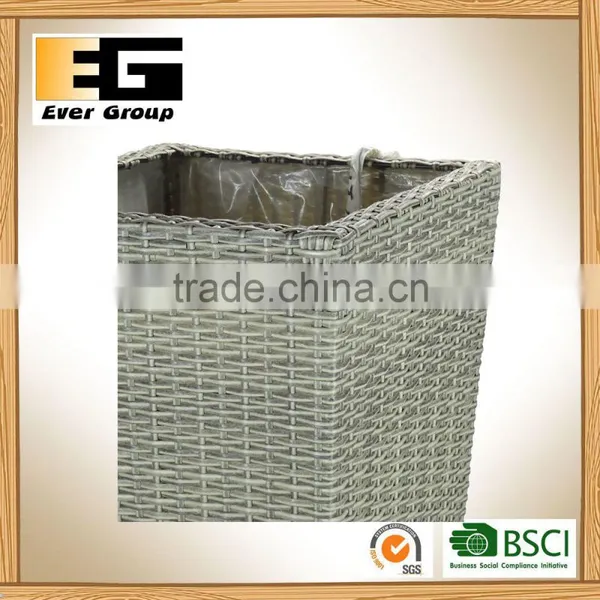 Large Hand Woven Plastic Rattan Indoor Decorative Flower Planter photo-6