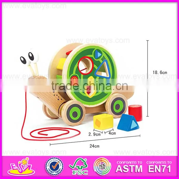 2016 Hot Sale Baby Wooden Snail Toy, Most Popular Kids Wooden Snail Toy W05B155 photo-6
