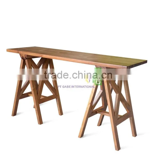 Furniture Console Bridge Style Combination Teak Wood Natural Color photo-2