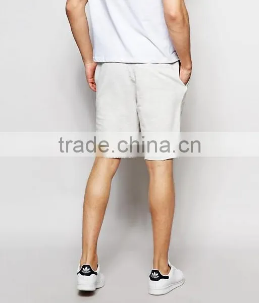 High Quality New Design Custom Raw Hem Drawstring Waist Poly Cotton Breathable Black Men's Sweat Summer Gym Wear Fashion Shorts photo-2