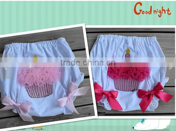 Hot Sale High Quality Childrens Boutique Clothing Baby Girl Short Hot Pants With Cake Candle Kids Lace Bloomer photo-2