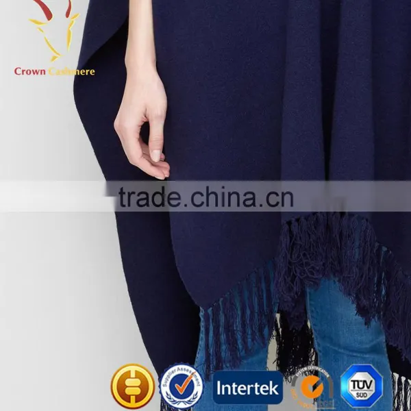 High Quality Cashmere 100% Merino Wool Poncho Shawl With Tassel photo-4