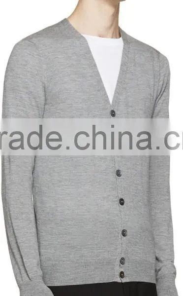 2016 Latest Mens Grey Cashmere Cardigan Sweaters photo-2