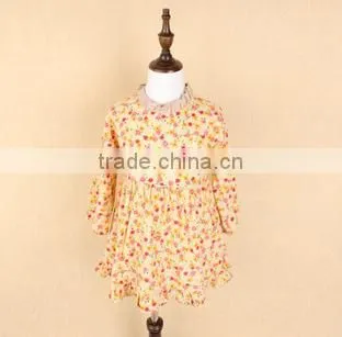 2015 Korean Style Floral Dress Fabric Retro Girls Baby Fall Kid Clothes photo-2