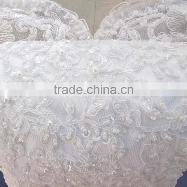 Hot Sexy Sweeteart Beaded Low Back White Wedding Dress photo-3