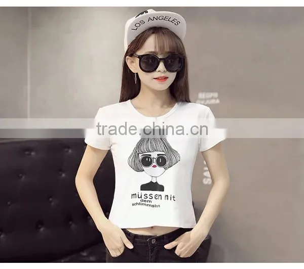 Joker Lady T-shirt Female Students the New Summer 2017 Han Edition Women's Short Sleeve T-shirt Letter Brief Paragraph Smock photo-3