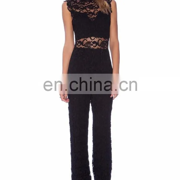 Black Sleeveless Sexy Lace Jumpsuits photo-2