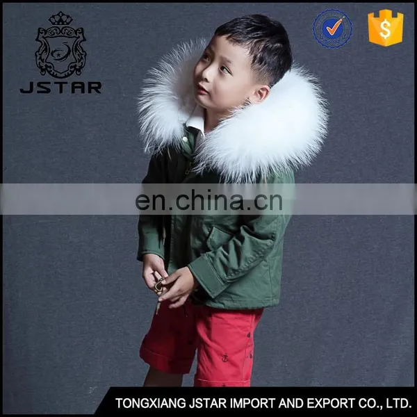 100% Cotton Kids Designer Fur Hooded Parka Coats,baby Boy Fur Coat