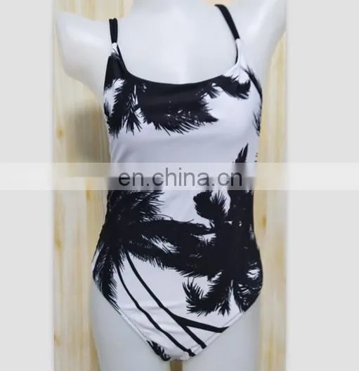 Womens Coconut Tree backless padded Swimewear sexy monokini