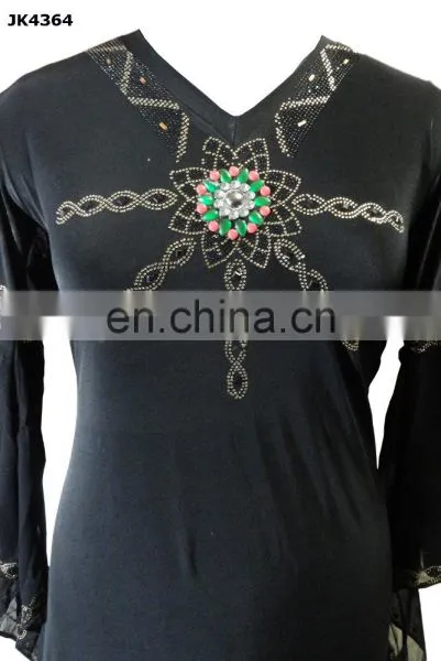 Women African Style Abaya / Latest Black And Golden Diamond Stone Work Embroidery Burkha/ Latest New York Fashion (dubai Abaya) photo-2