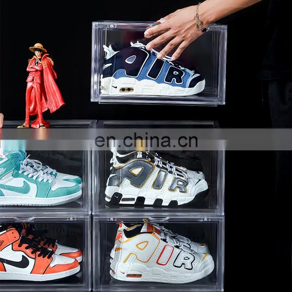 Wholesale Luxury Giant Storage Organizers Stackable Case Acrylic Fold Plastic Clear Display Drop Front Custom Sneaker Box photo-5