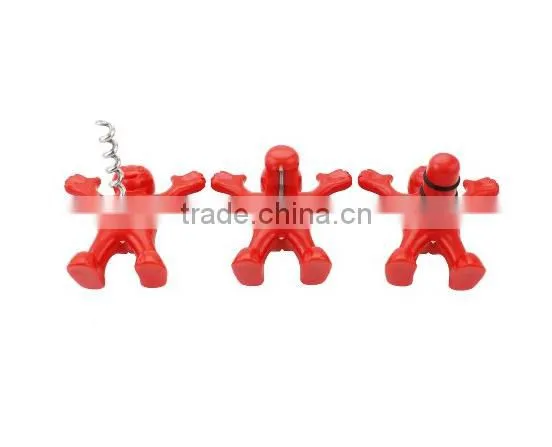 Creative Wine Accessories Red Men Bottle Opener, Corkscrew and Stopper photo-3