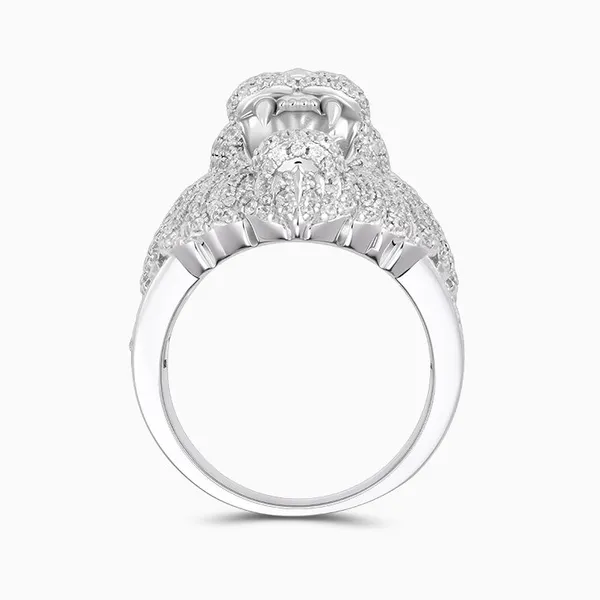 Shining Star Jewelry Real 925 Silver White Gold Cubic Zirconia Lion Head Rings For Men photo-4