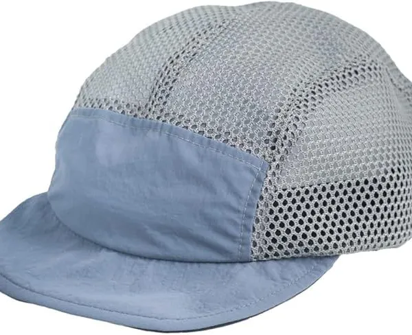 Ultra Breathable Mesh 5 Panel Short Brim Outdoor Cap Quick Dry Nylon Running Hiking Hat Custom Logo Lightweight Summer Hat Wholesale photo-2