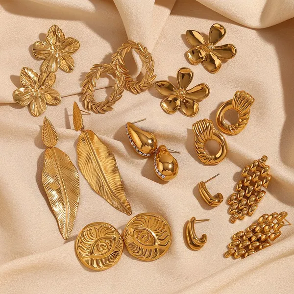 For Boutique: Stainless Steel Earrings Set, Hypoallergenic, 12 Pairs, Wholesale Price photo-4