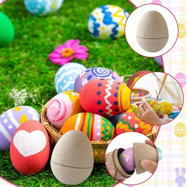 Recycled Molded Pulp Easter Eggs, 2.5″ Height, 15g Weight, 2mm Wall Thickness, Smooth Surface Finish