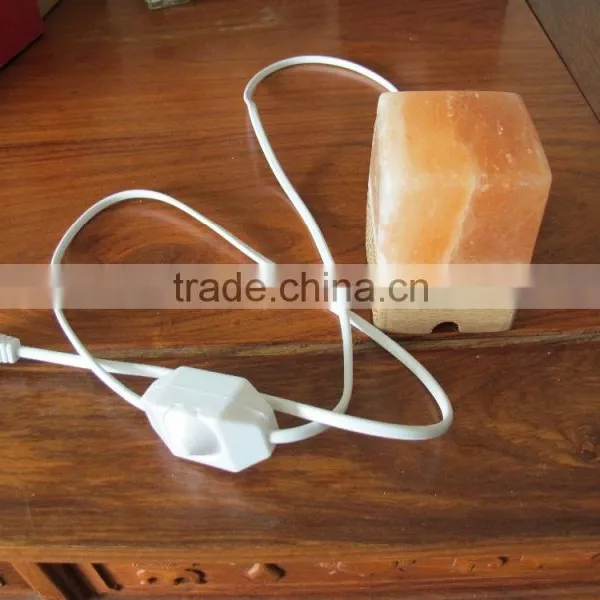 Himalayan Natural Rock Salt Lamp With Oak Base photo-3