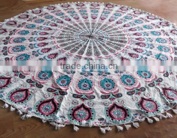 Cotton Round Beach Towel Mandala Turkish Throw Roundies Table Cover photo-2