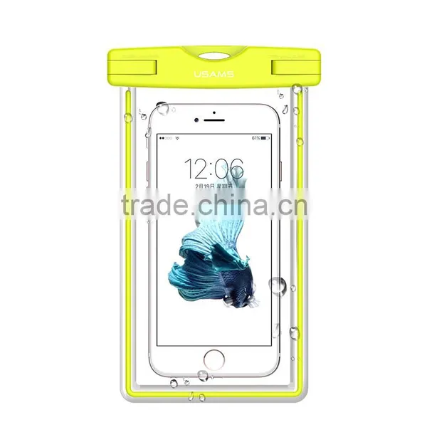 USAMS High Quality TPU Glitter Waterproof Bag For Mobile Phone Below 5.5 Inch 20M IPX8 Waterproof Bag With Armlet and Strap photo-3
