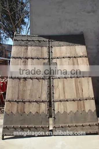 Vintage Antique Shanxi Recycle Old Elm Wood Inlaid Garden Door photo-2