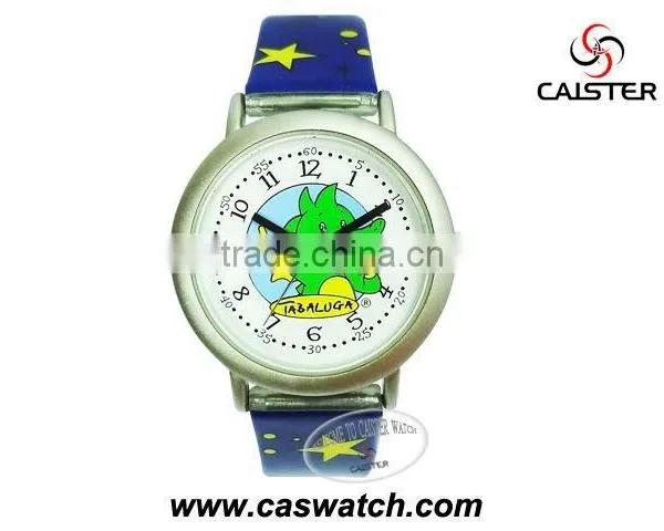 Lovely Cartoon Dial Background Chidren Plastic Watch With PVC Band