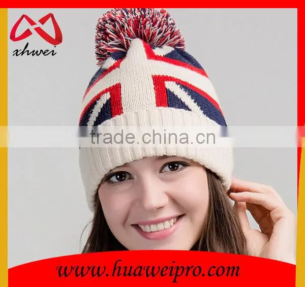 Wholesale Jacquard British National Flag Hat Knitting Beanie Hat Slouchy photo-2