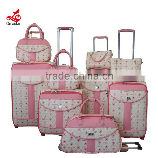 2014 Best Selling Factory Cheap Luggage Set Four Wheeled Trolley Luggage Set Pink Color Lady Style Carry on Luggage Set Quality Choice