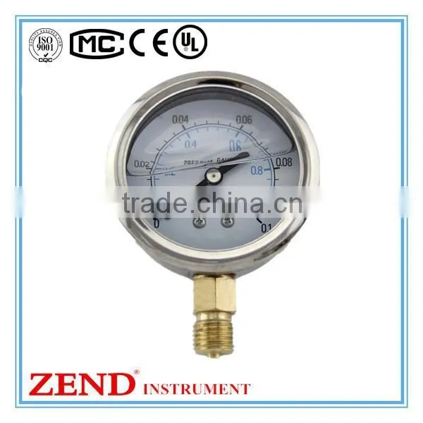 2015 Hot Sale Stainless Steel Oil Filled Liquid Filled Pressure Gauge With Best Price