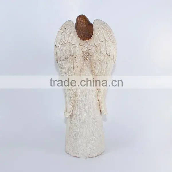 2016 Customized Wood-Imitation Resin Angel With Wings,New Design Wholesale Resin Figurine photo-3