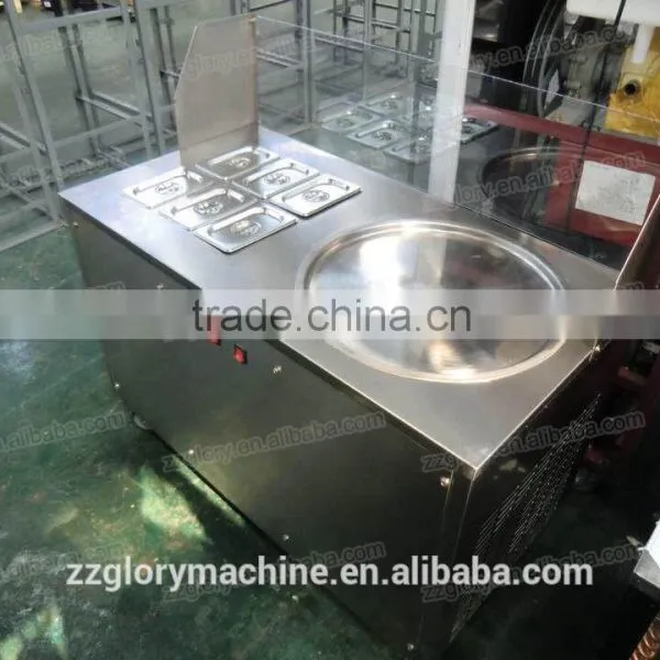 Multi-functional Flat Single Pan With 6 Toping Pans Fried Ice Cream Machine for Sale photo-2