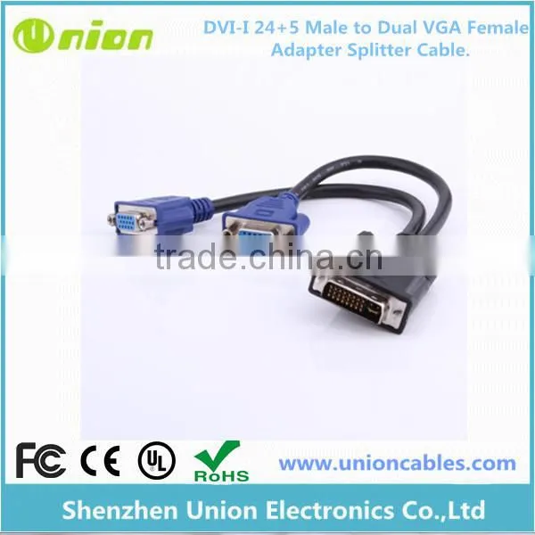 DVI-I(24+5) Male to Dual VGA Female Video Monitor Cable