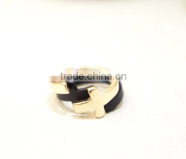 Cross Design White Gold Plated Without Stone Double Cross Adjustable Jewellery Ring Wholesale photo-4