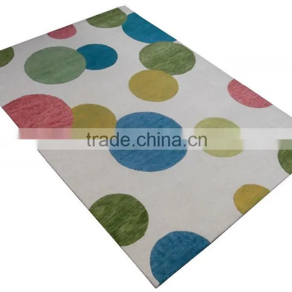 Multi Colour Circles Design Hand Tufted Cut Pile Wool Carpets photo-2