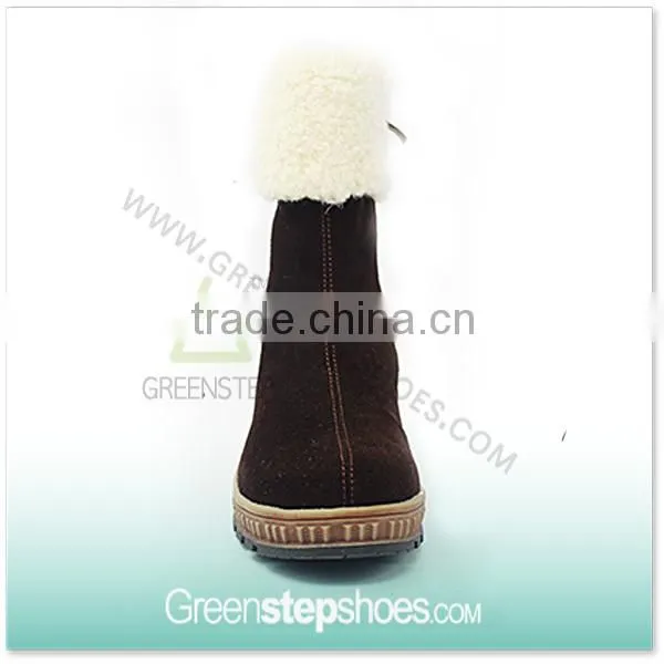 Fur Boots Chocolate Cow Suede Leather Boots Women 2015 photo-3