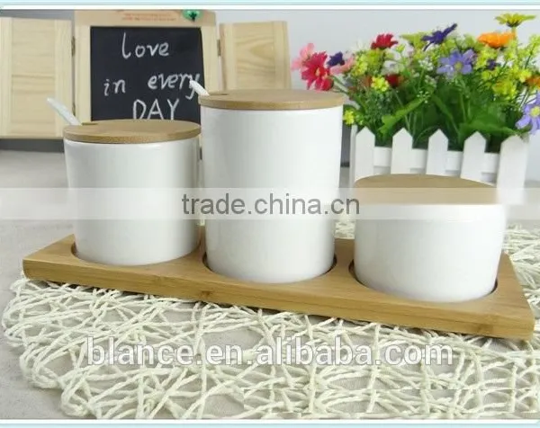 Ceramic Spice Jars Set White Salt and Pepper and Sugar Pots photo-2