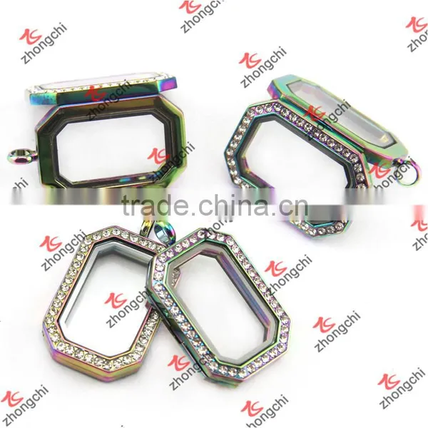 Colorful Rectangle Glass Memory Lockets Wholesale ZC Metalic Jewelry photo-2