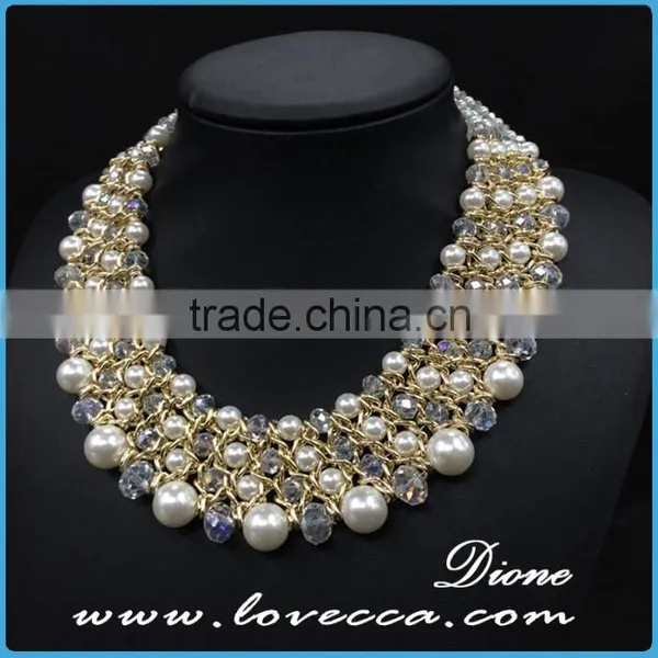 Hot Gift! Fashion Exaggerate Alloy Pearl Weave Braided Statement Women Bib Collar Charms photo-4