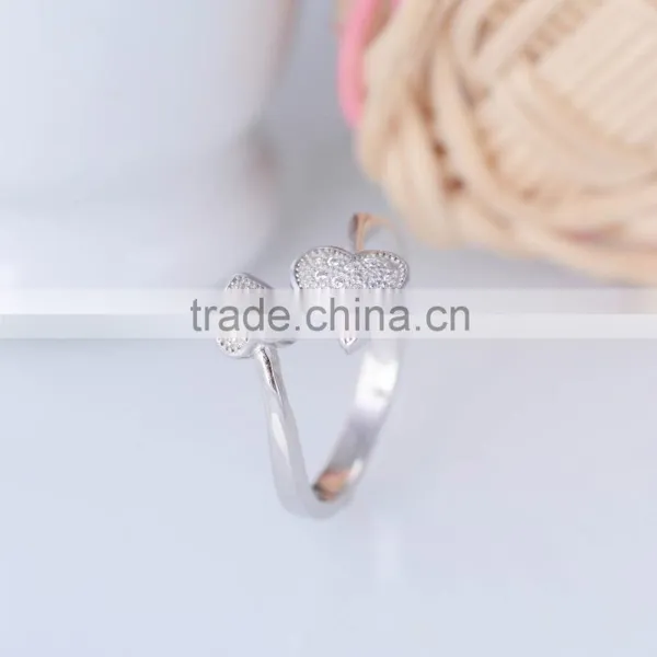 Pure Silver Evil and Angel Love Ring With Zircon Double Hearts photo-3